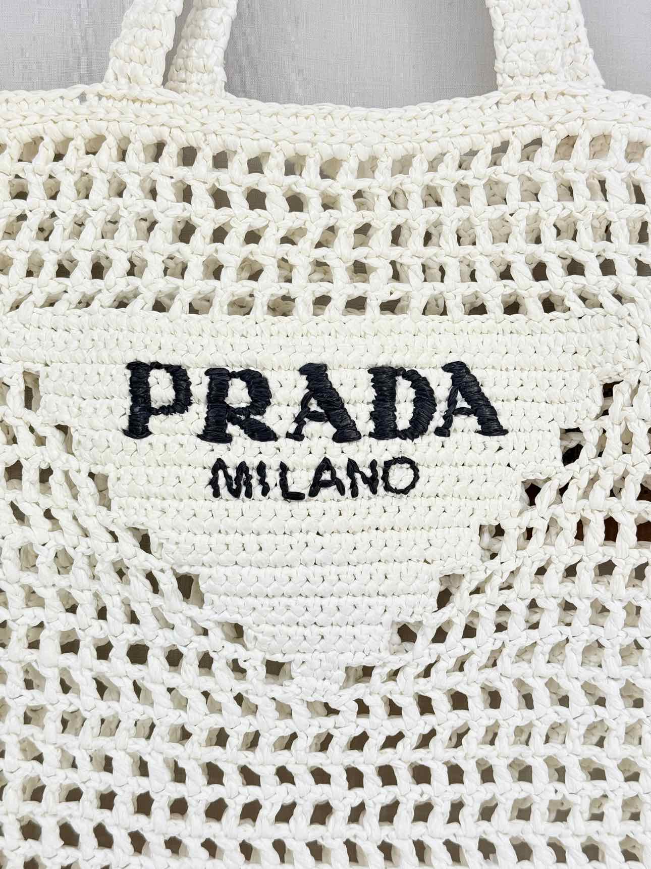 PRADA Crochet White Tote Bag