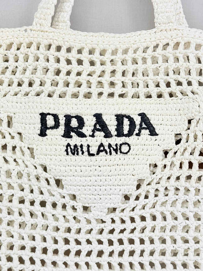 PRADA Crochet White Tote Bag