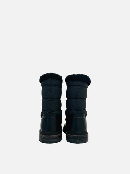 CHANEL Shearling Black Ankle Boots 37.5