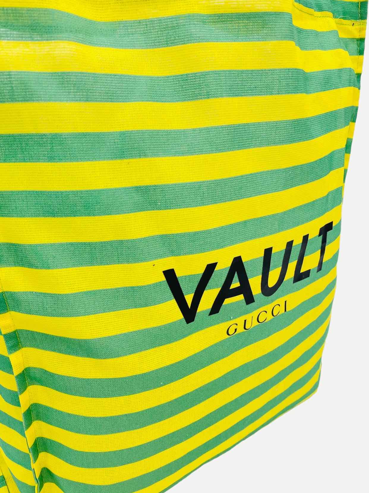 GUCCI X VAULT Yellow & Green Striped Tote Bag
