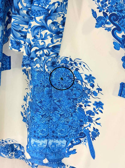 VALENTINO White & Blue Size US 4 Midi Dress