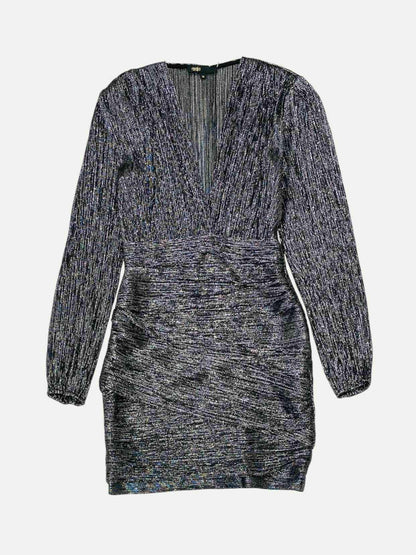 MAJE Ruched Black & Silver Size US 4 Short Dress