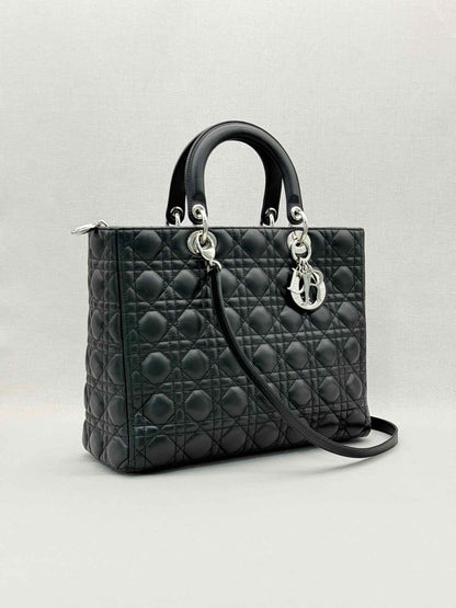 CHRISTIAN DIOR Lady Dior Black Cannage Top Handle