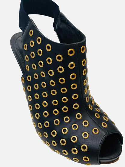 ALEXANDER MCQUEEN Black w/ Gold Size EU 39.5 Slingbacks