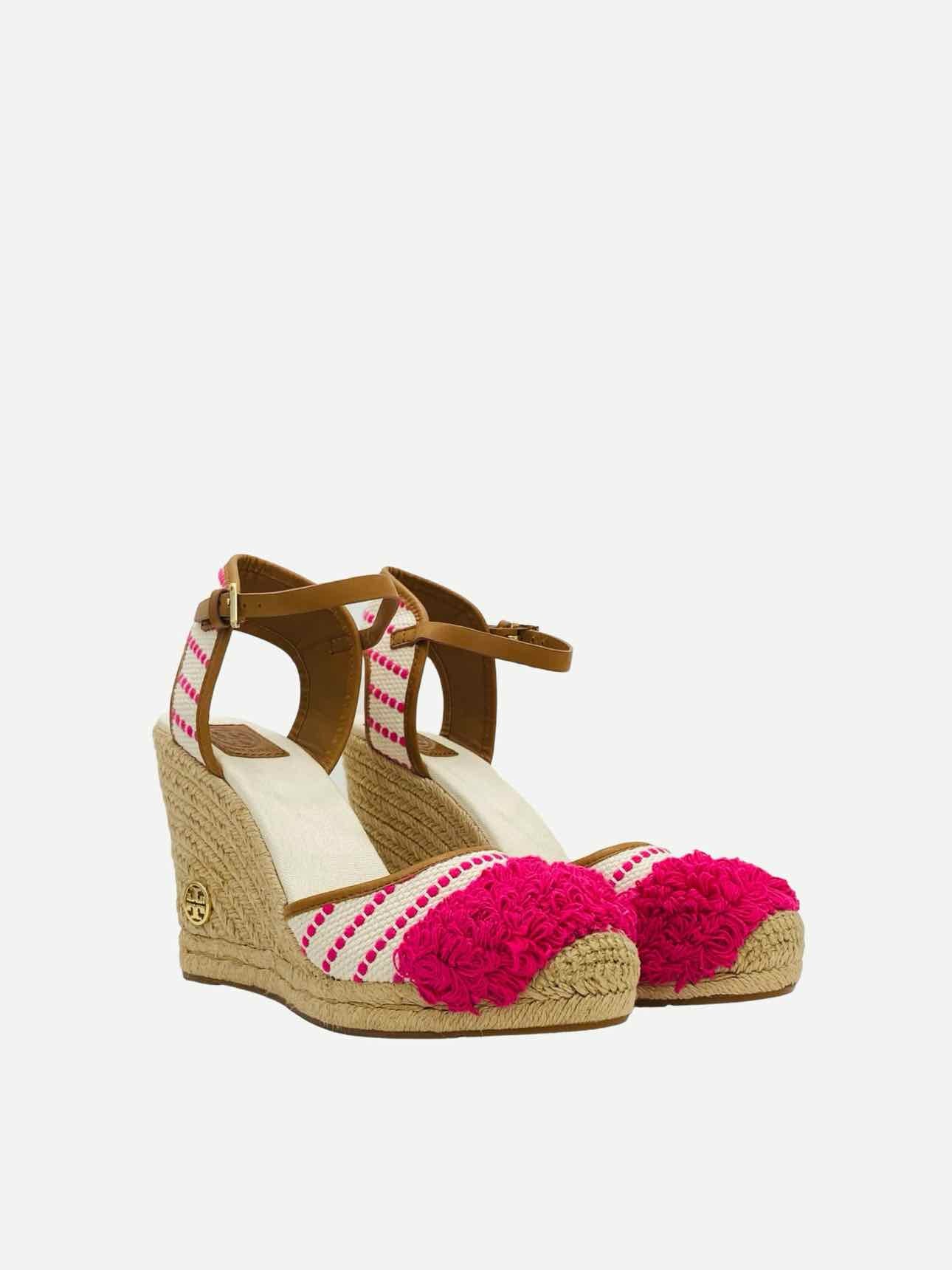 TORY BURCH Shaw Espadrille Pink & White Wedges