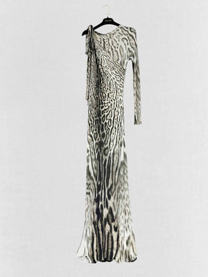 ROBERTO CAVALLI Beige & Black Size US 6 Long Dress