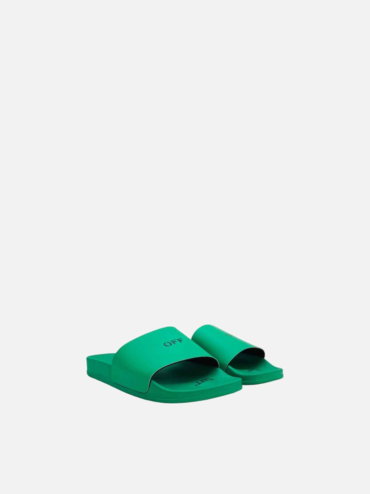 OFF WHITE Printed Pool Green Slides 38