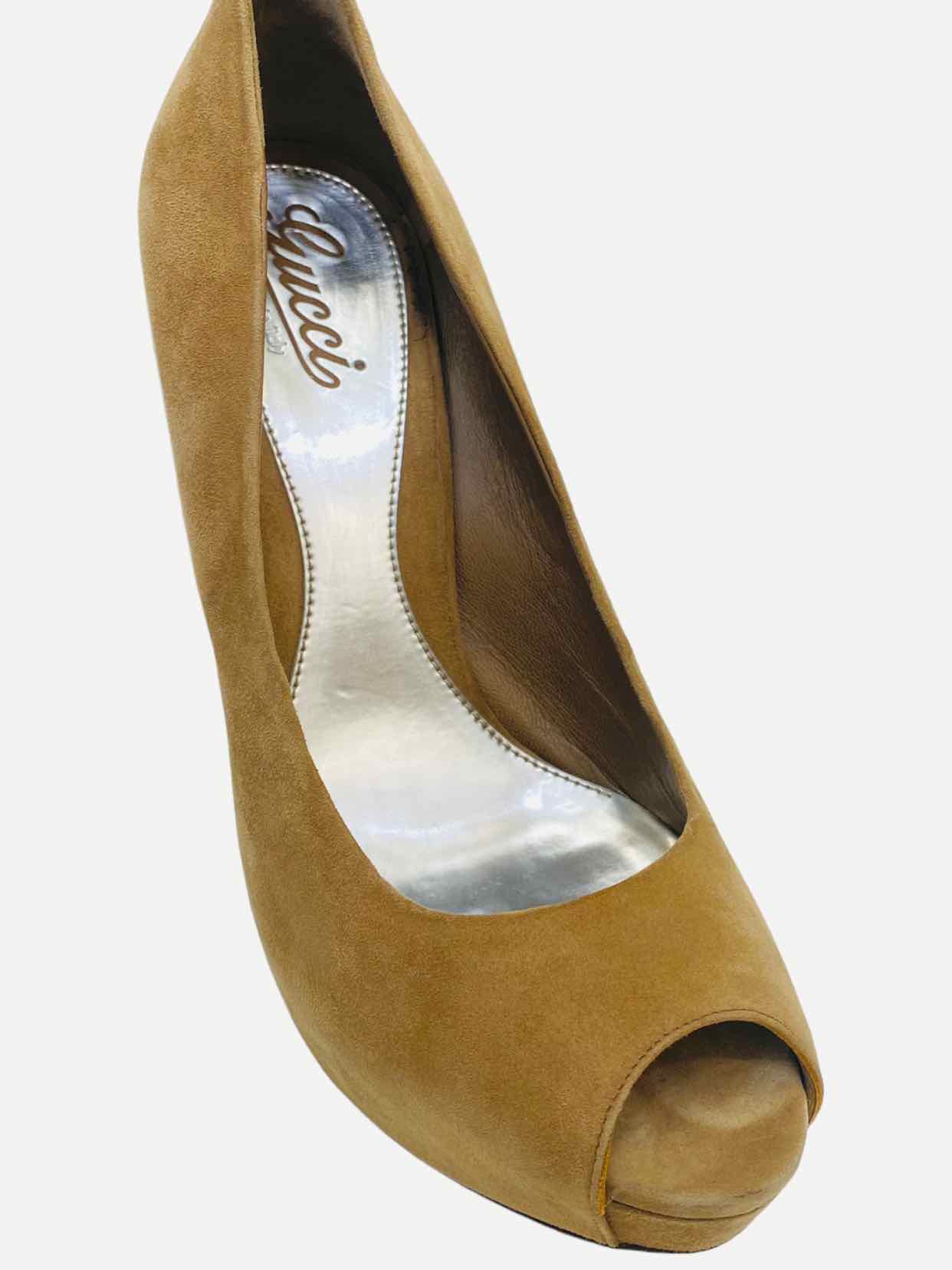 GUCCI Peep Toe Brown Pumps