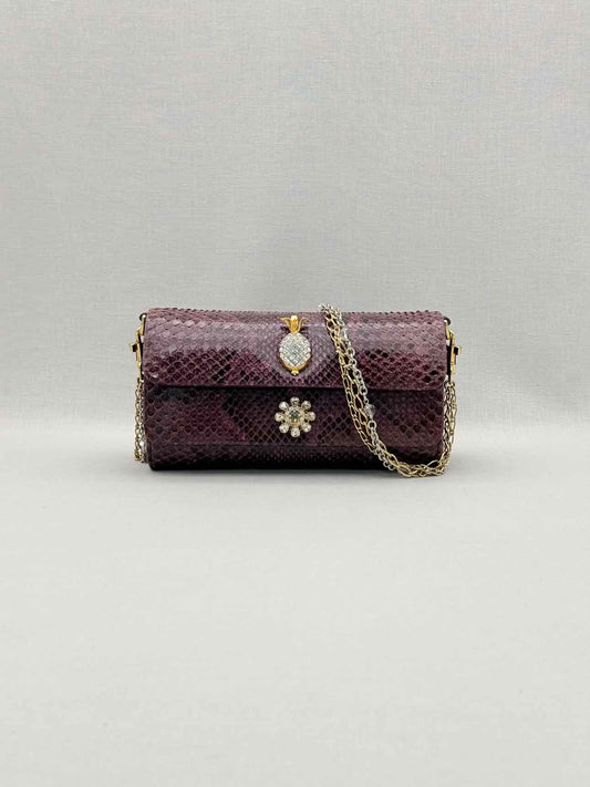 DOLCE & GABBANA Crystal Embellished Plum Shoulder Bag