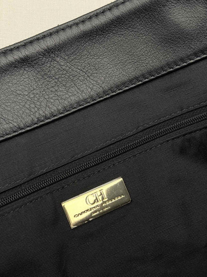 CAROLINA HERRERA Black & Gold Monogram Tote Bag