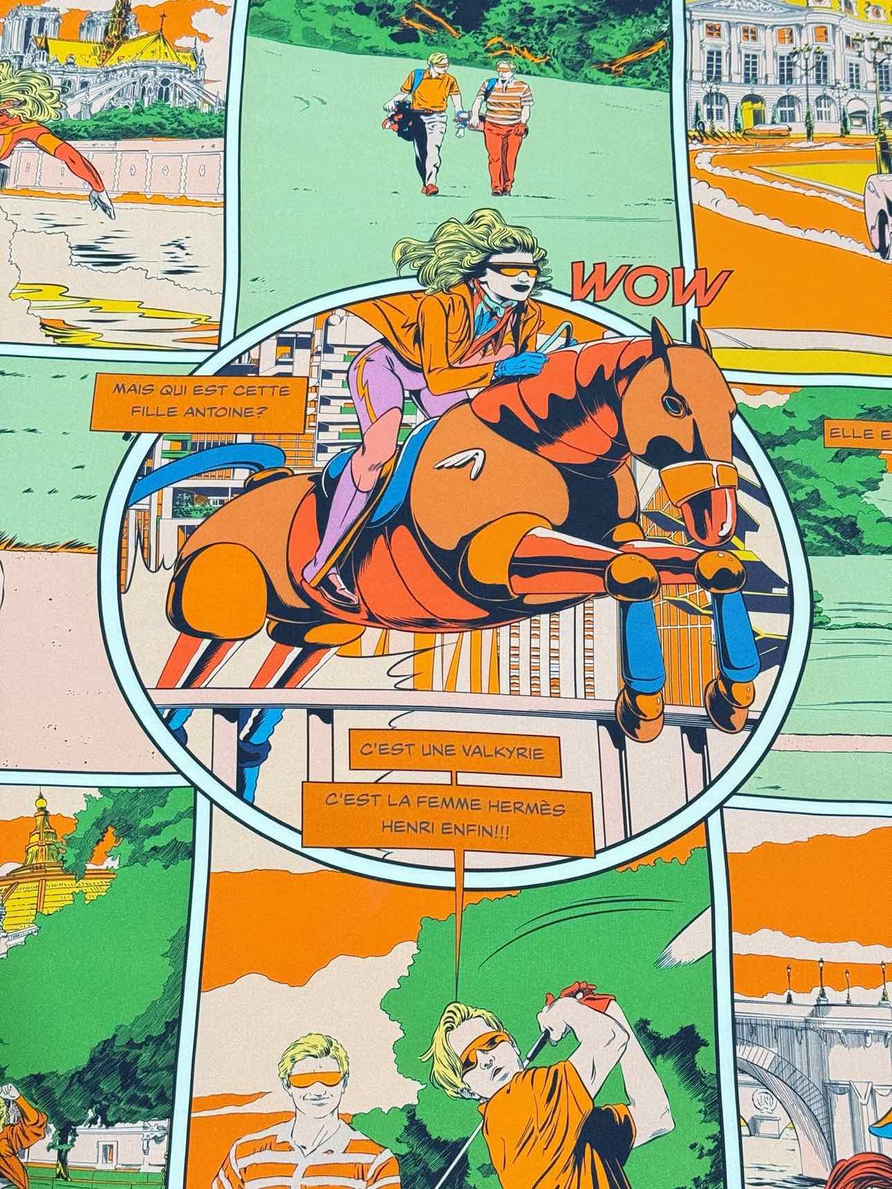 HERMES Orange Multicolor Printed Scarf