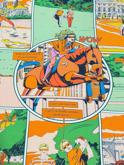 HERMES Orange Multicolor Printed Scarf