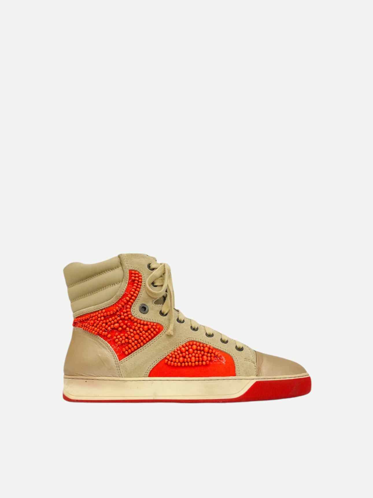 LANVIN Hand Beaded Beige & Orange Sneakers