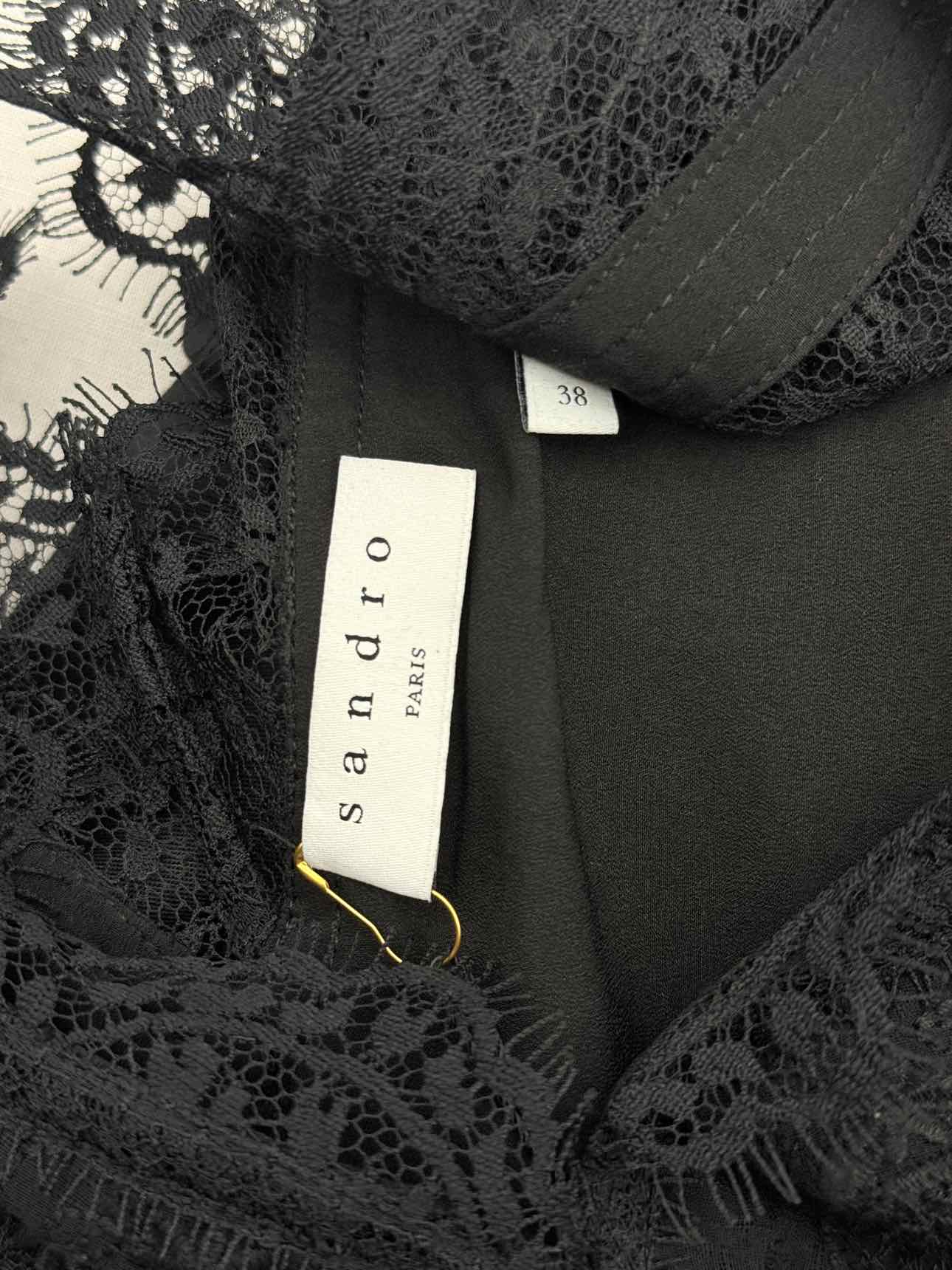 SANDRO Alexis Black Lace Detail Size US 6 Jumpsuit