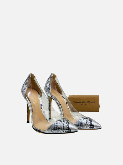 GIANVITO ROSSI Plexi Silver w/ Black Size EU 37 Pumps