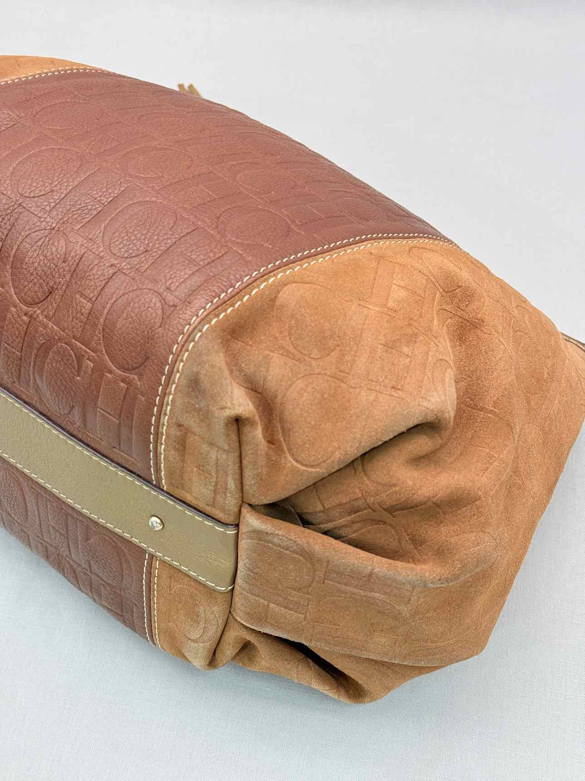 CAROLINA HERRERA Signature Brown Monogram Shoulder Bag