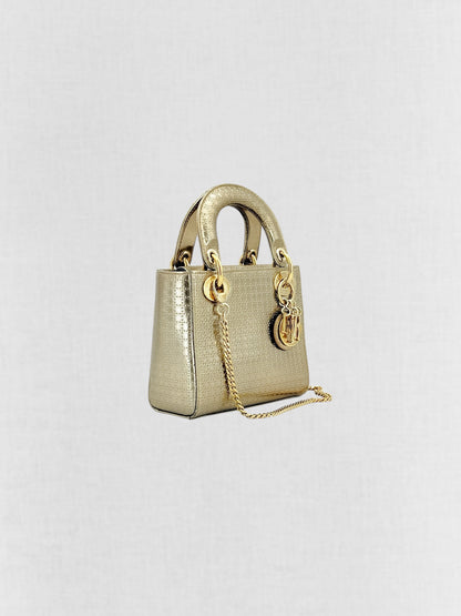 DIOR Lady Dior Bronze Micro Cannage Top Handle