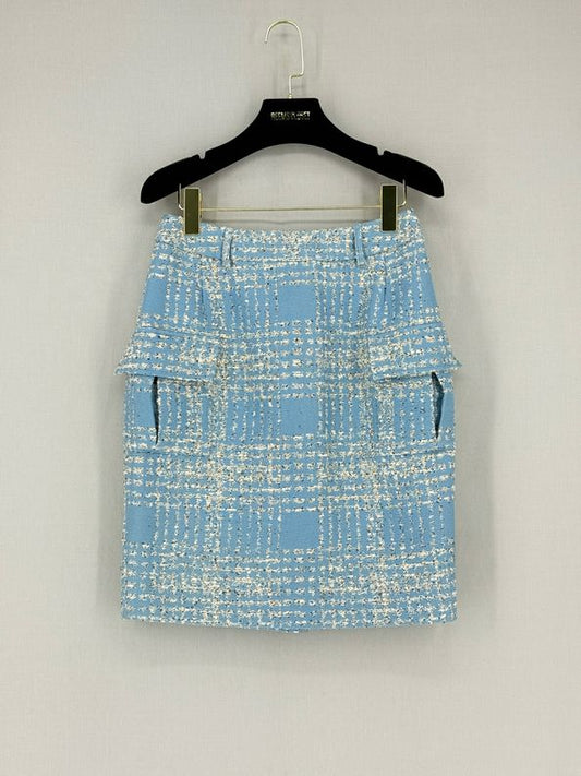VIVIENEE HU Blue & White Size US 6 Knee Length Skirt