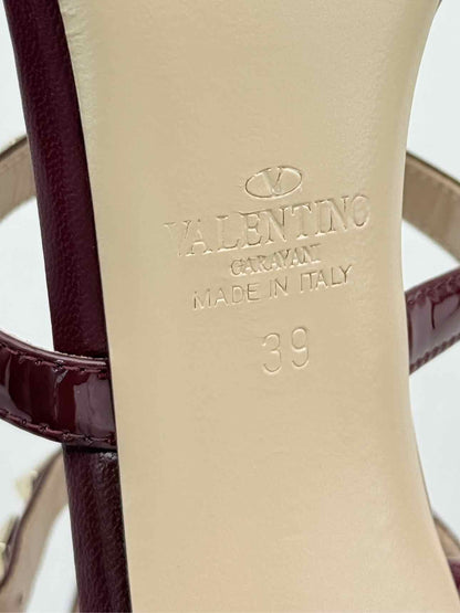 VALENTINO Rockstud Burgundy Size EU 39 Heeled Sandals