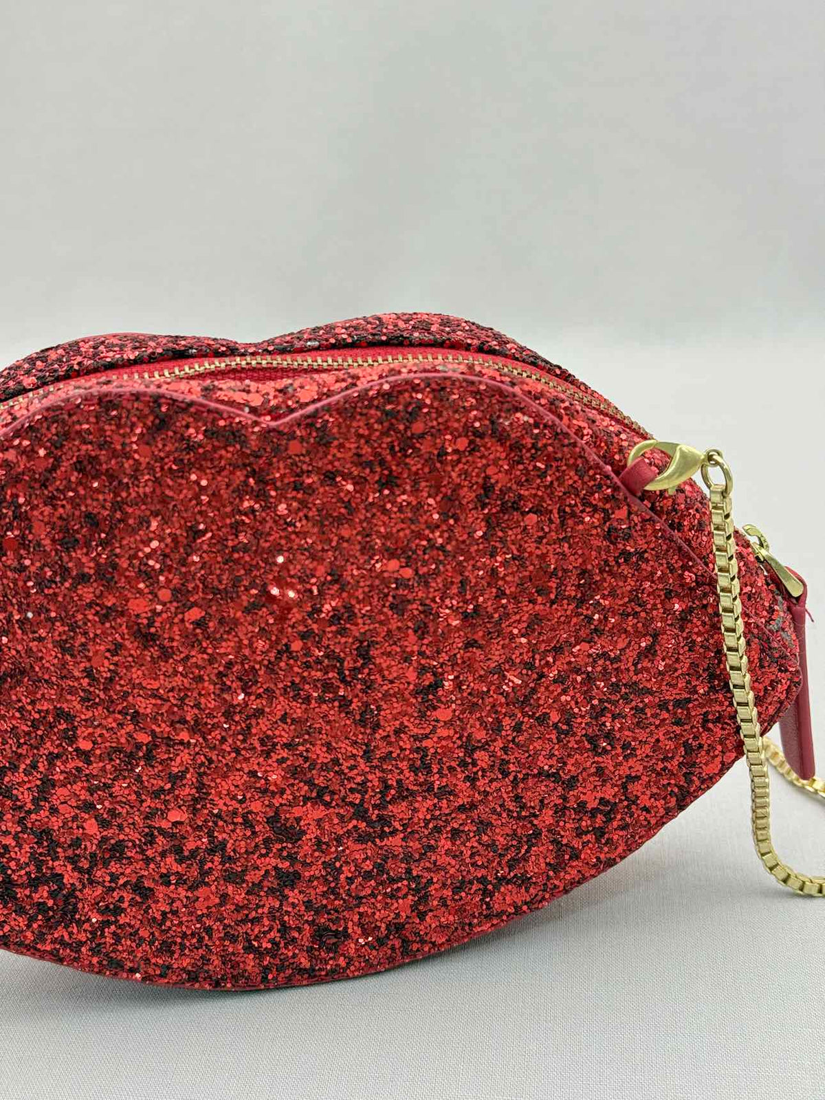 LULU GUINNESS Glitter Lips Red Crossbody
