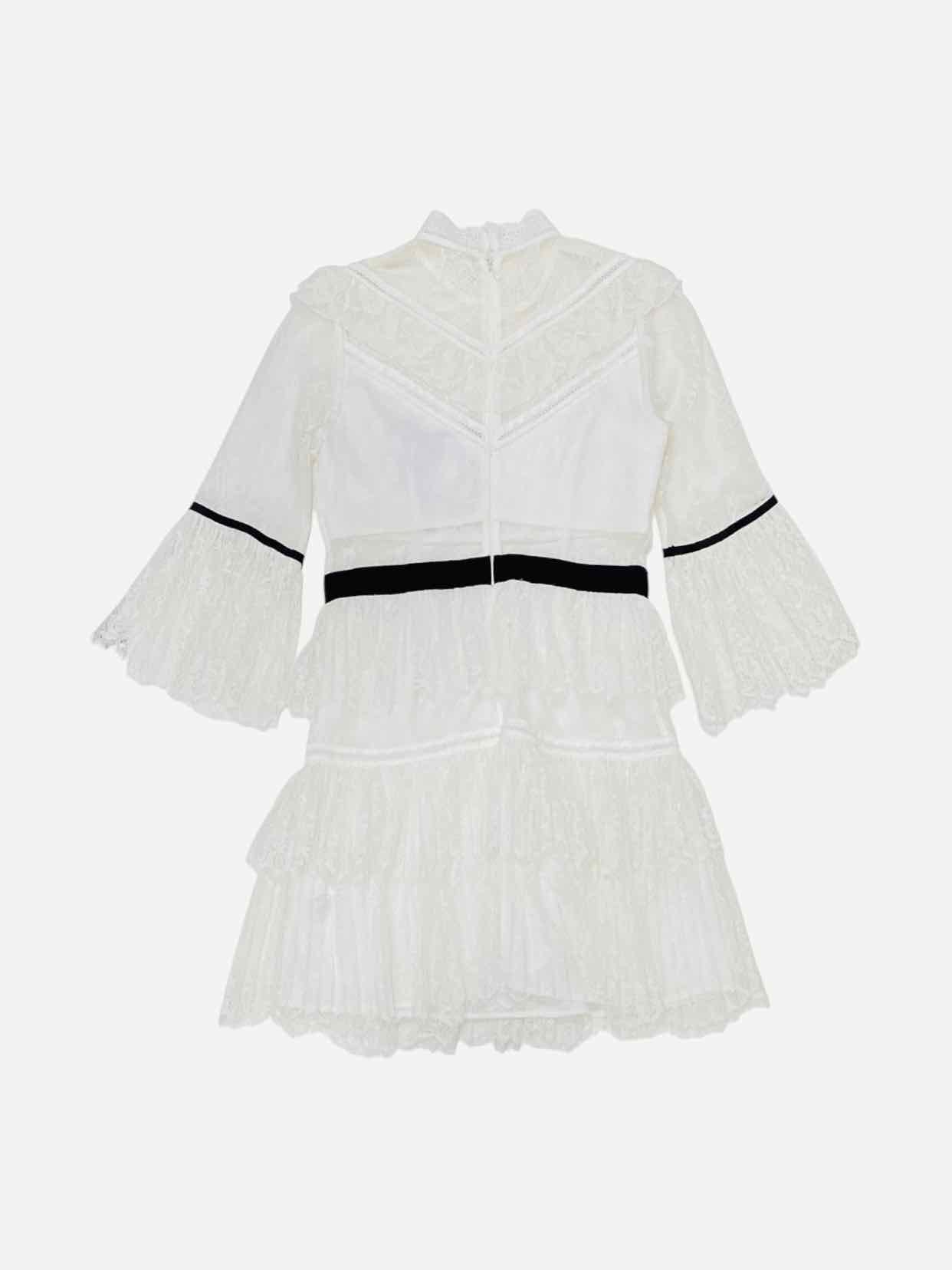 SELF-PORTRAIT Lace White Size US 6 Short Dress