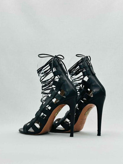 AQUAZZURA Amazon Black Size EU 38.5 Heeled Sandals