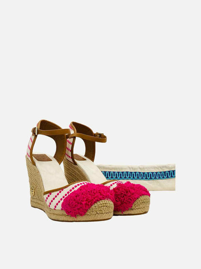 TORY BURCH Shaw Espadrille Pink & White Wedges