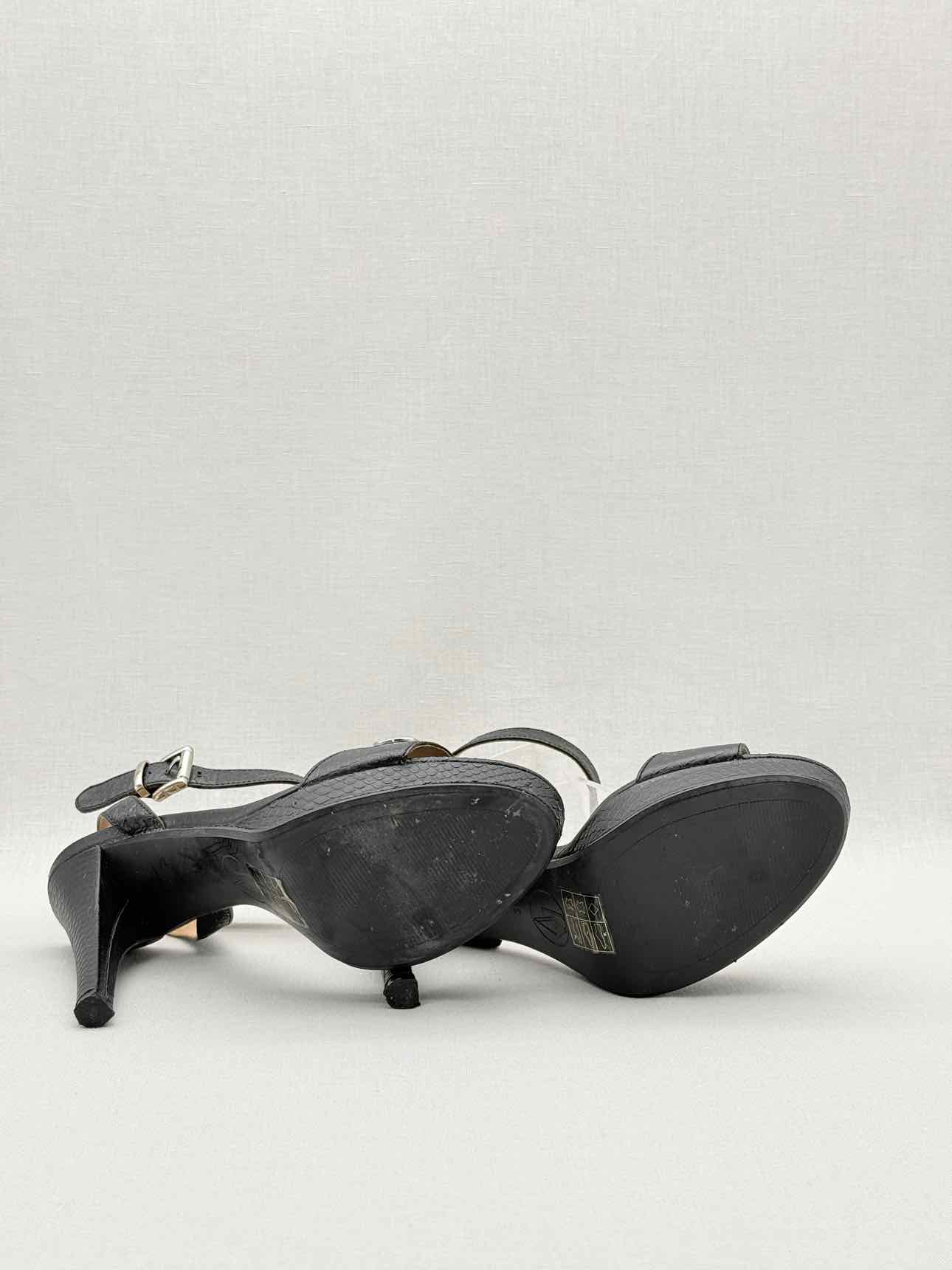 ARMANI JEANS Black Textured Size EU 38 Heeled Sandals