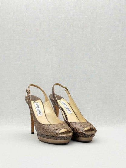 JIMMY CHOO Metallic Bronze Size EU 39 Platform Sandals