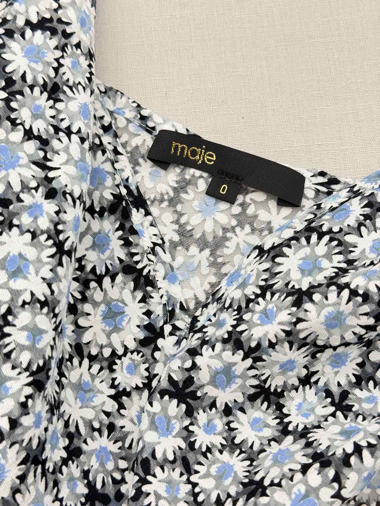 MAJE Blue Multicolor Daisy Print Size US 0 2 PC Top