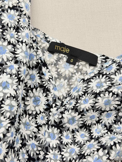 MAJE Blue Multicolor Daisy Print Size US 0 2 PC Top