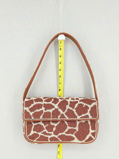 STAUD Tommy Brown & Beige Giraffe Print Shoulder Bag