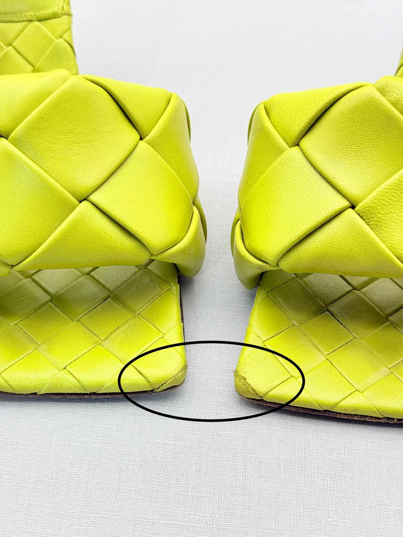 BOTTEGA VENETA Lido Yellow Woven Size EU 38 Mules