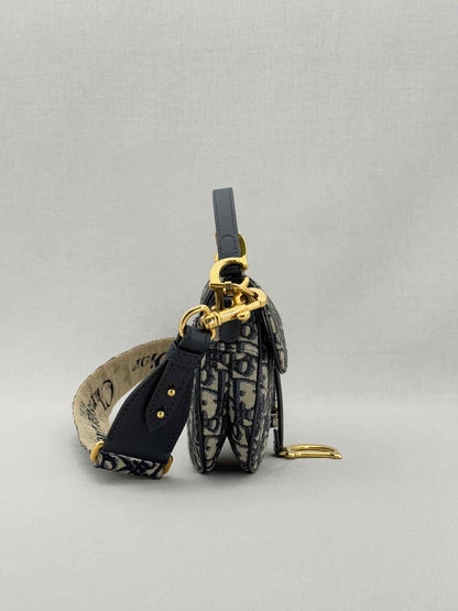 CHRISTIAN DIOR Blue Oblique Saddle Bag