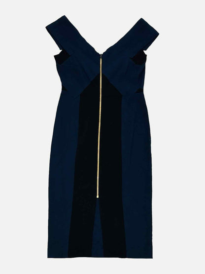 ROLAND MOURET Sheath Blue & Black Midi Dress US12