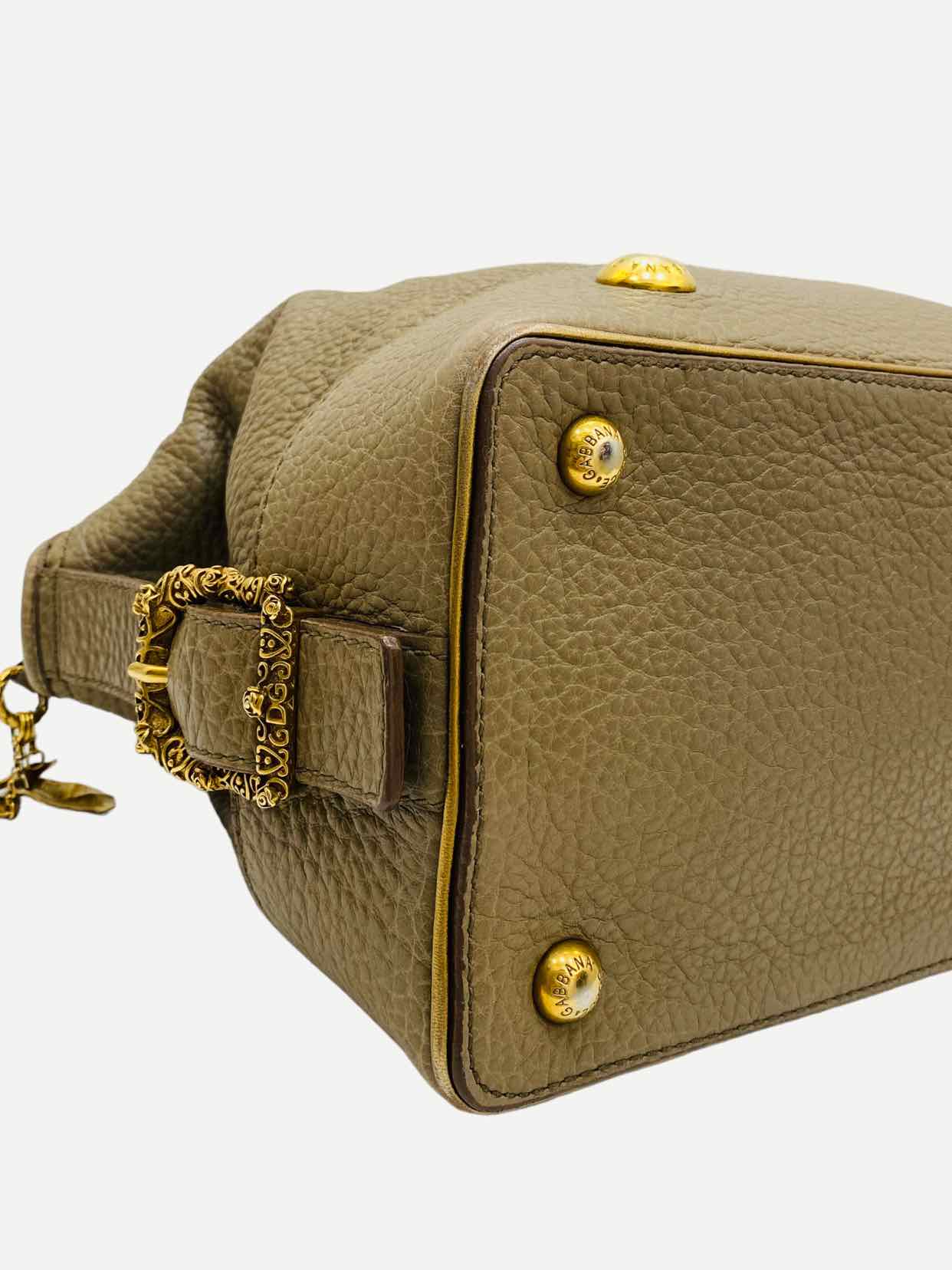 DOLCE & GABBANA Baroque Logo Olive Green Satchel
