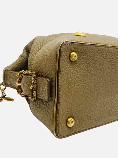 DOLCE & GABBANA Baroque Logo Olive Green Satchel