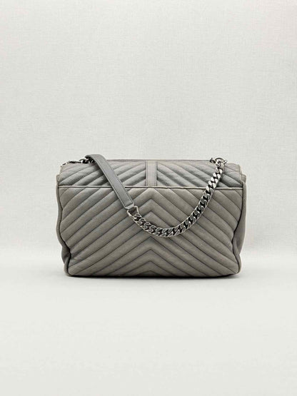 SAINT LAURENT College Grey Chevron Shoulder Bag