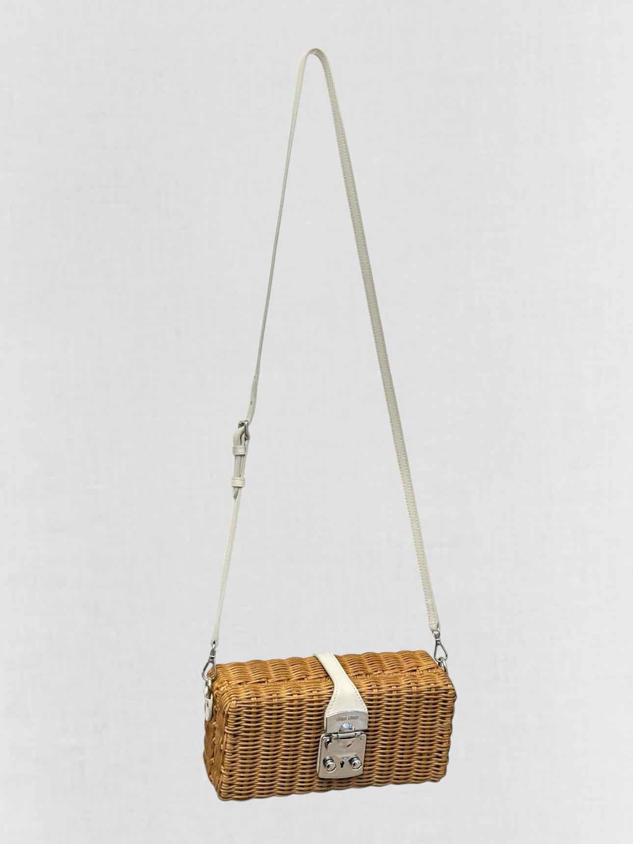 MIU MIU Midollino Brown w/ White Woven Clutch