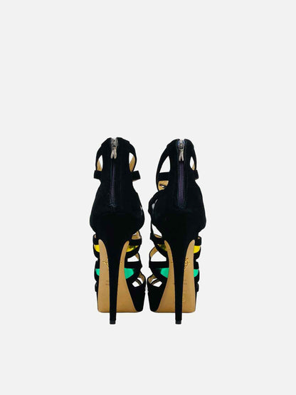 CHARLOTTE OLYMPIA Black w/ Multicolor Heeled Sandals