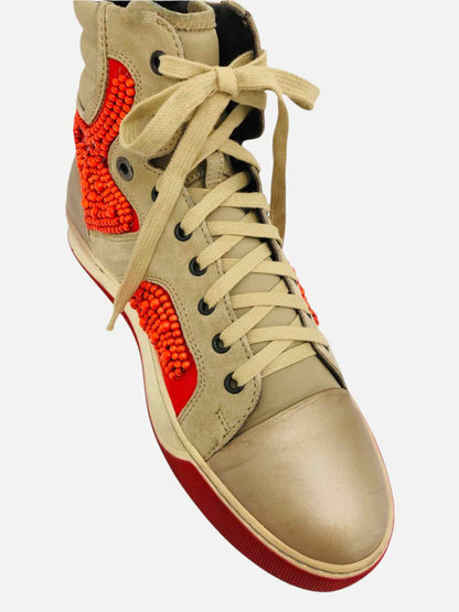 LANVIN Hand Beaded Beige & Orange Sneakers