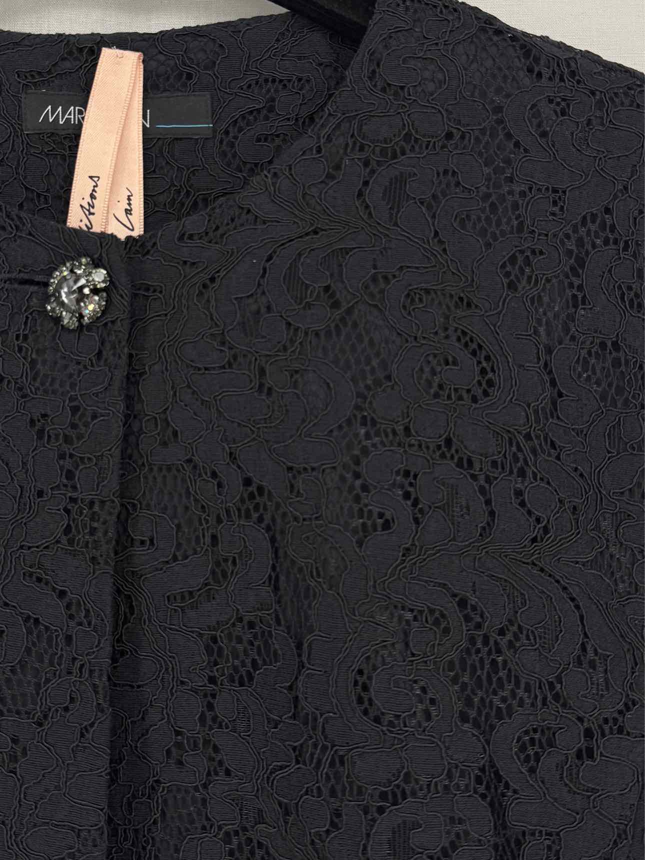MARCCAIN Black Floral Embroidered Size Medium Jacket