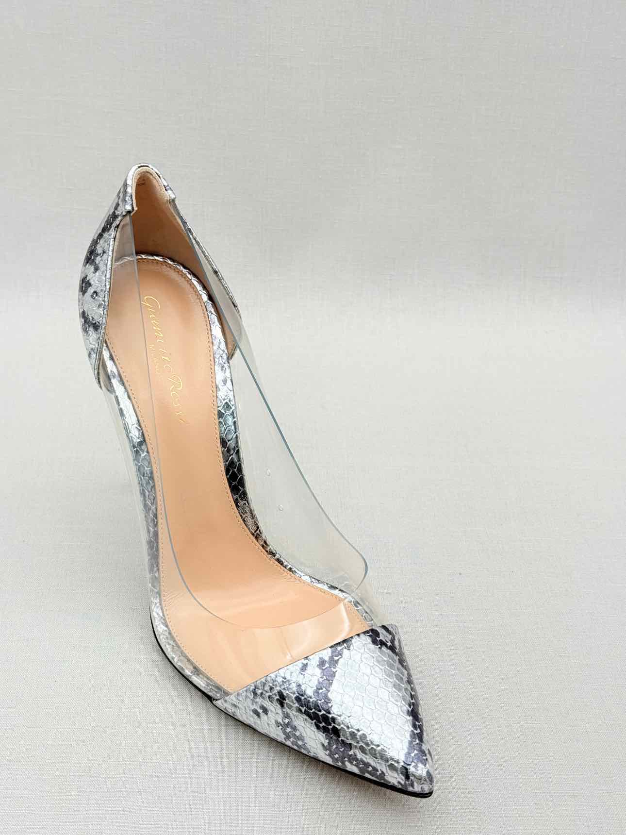 GIANVITO ROSSI Plexi Snakeskin Print Size EU 40.5 Pumps