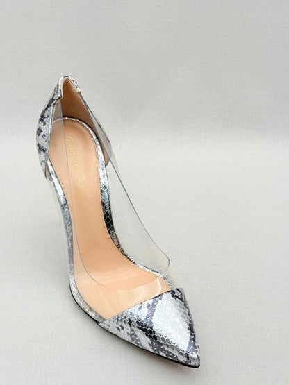 GIANVITO ROSSI Plexi Snakeskin Print Size EU 40.5 Pumps