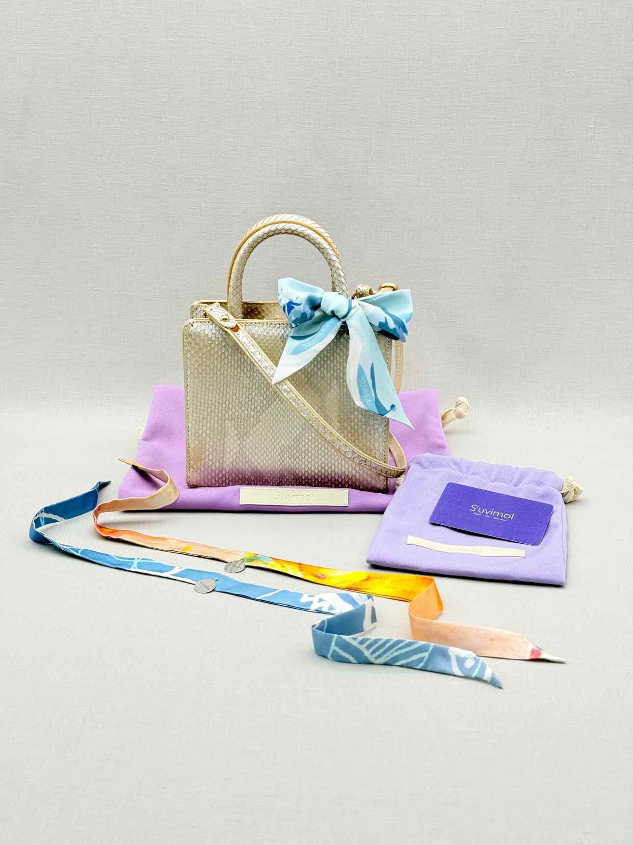 S'UVIMOL Metallic Beige & Silver Top Handle