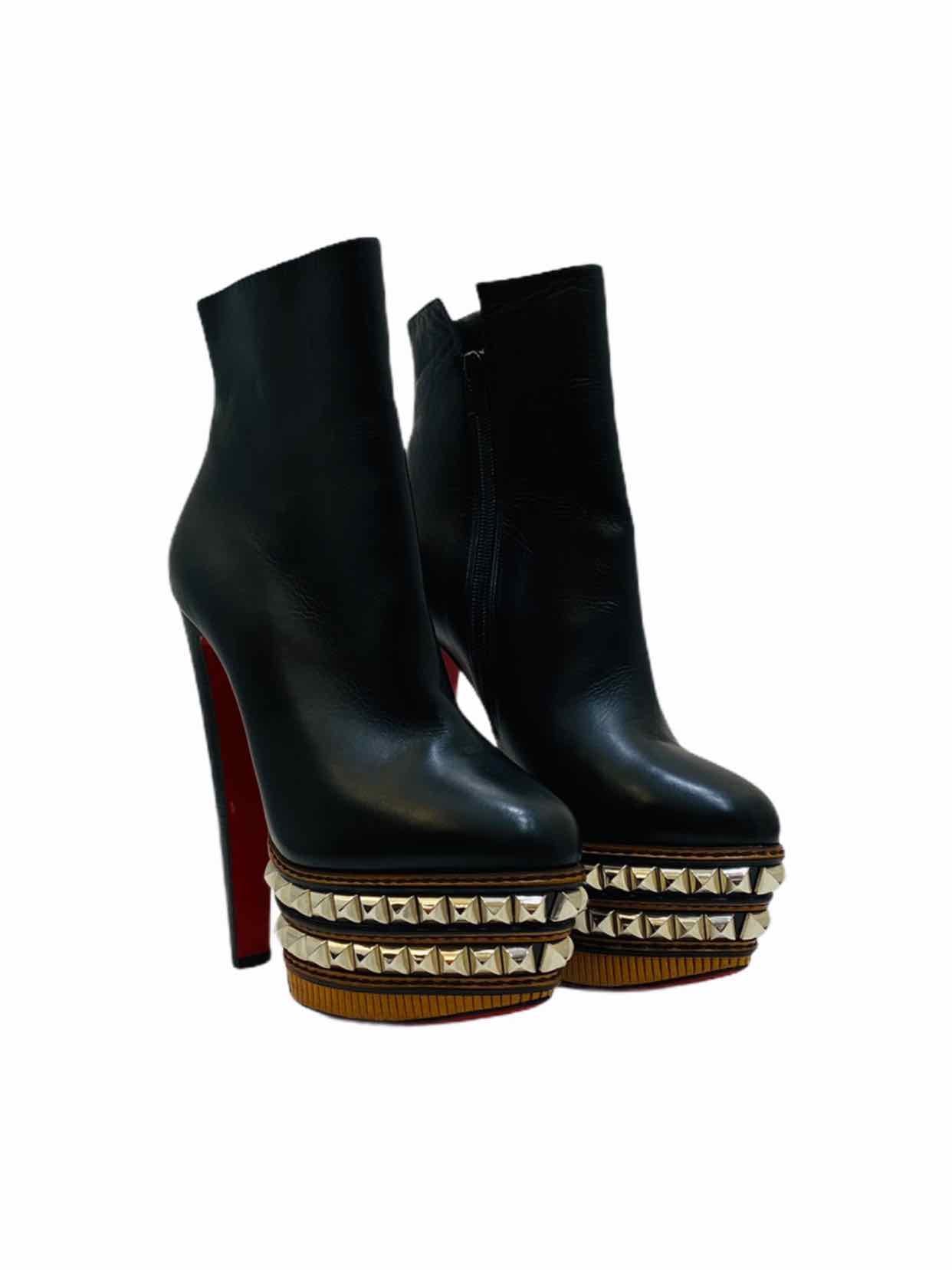 CHRISTIAN LOUBOUTIN Faolo Black Ankle Boots 39.5