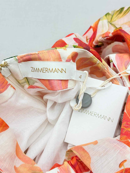 ZIMMERMANN Orange Multicolor Size XLarge Short Dress