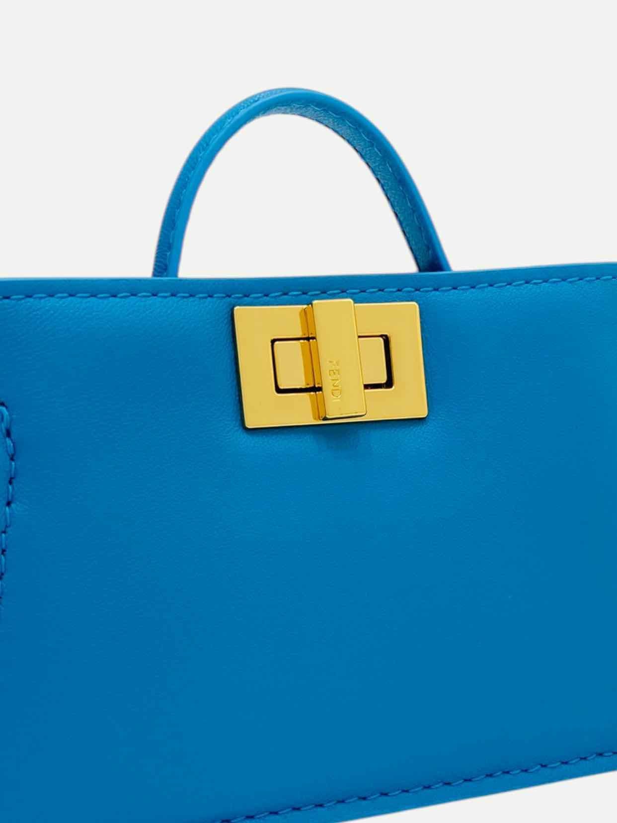 FENDI Nano Peekaboo Charm Blue Shoulder Bag