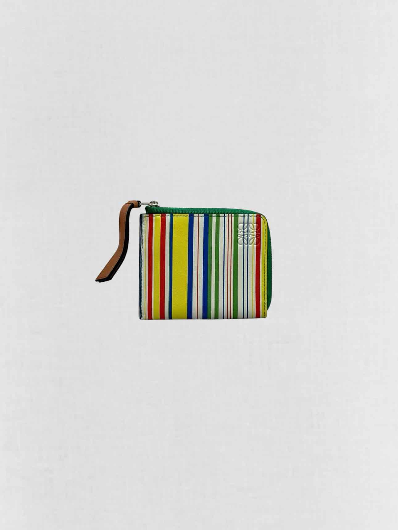 LOEWE White Multicolor Striped Compact Wallet