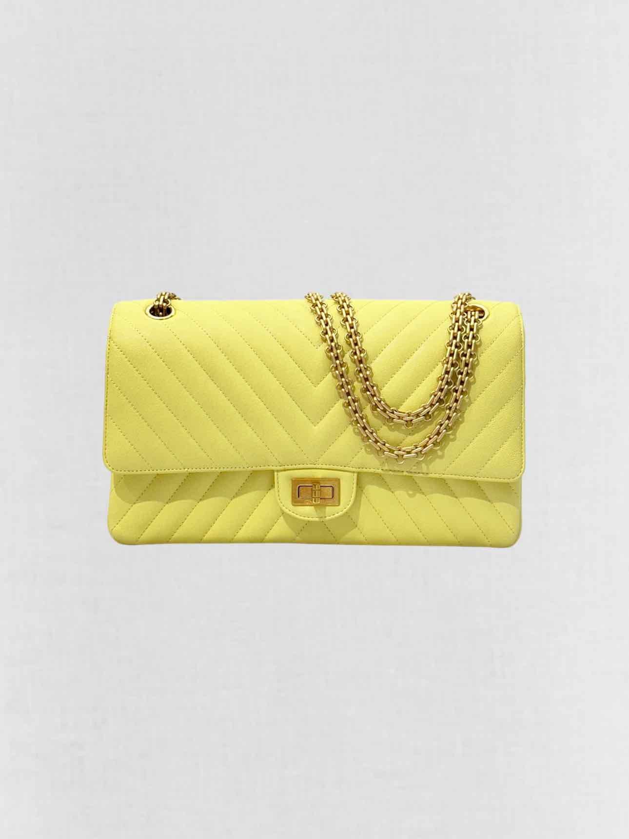 CHANEL 2.55 Reissue Yellow Chevron Shoulder Bag